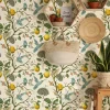1PC plants lemon, flowers, hummingbirds, blooming garden pattern, thickened moisture-proof waterproof self-adhesive wallpaper
