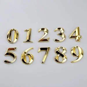 1PCS Gold Address Door Label Number #0-9 ABS Height 5cm Golden Home Sticker Modern House Hotel Apartment Door Plate