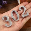 1PCS Metal House Number with Imitation Diamond Self-Adhesive Door Numbers for Apartment Hotel Home Mail Box Label Outddoor #0-9