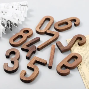 1Pcs 3Inch Walnut Mailbox Numbers with Magnet Wooden House Numbers for Outside 3D Address Numbers for House Apartment