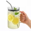 1Set Glass Cup 1000ML Drinking Glass Tumbler With Lid And Straw Glass Coffee Cup Glass Mug Milk Juice Cup Transparent Cup