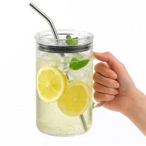 1Set Glass Cup 1000ML Drinking Glass Tumbler With Lid And Straw Glass Coffee Cup Glass Mug Milk Juice Cup Transparent Cup