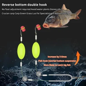1pc 2 Hooks Fishing Hair Rigs Hook Iseni Hook Barb Carp Fishing Hook Ready-to-Use Size3#-14# Carp Rigs Fishing Lure
