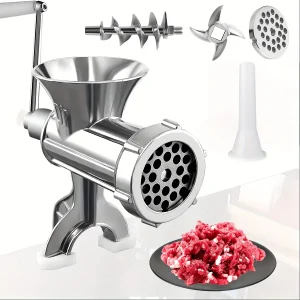 1pc Manual Meat Grinder Stainless Steel Hand Crank Food Processor with Table Clamps Multipurpose Kitchen Tool for Meat Vegetable