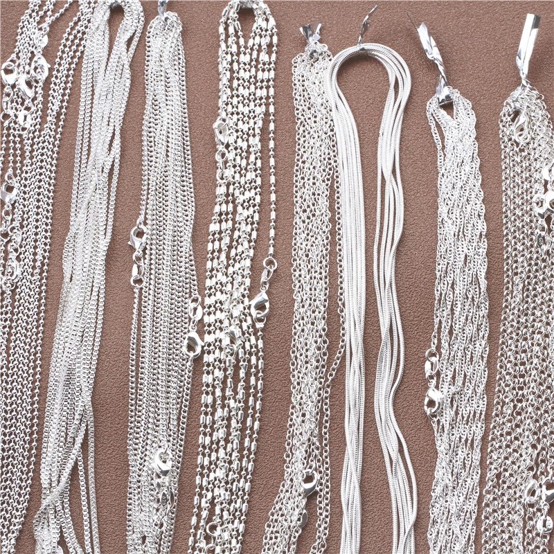 1pcs 925 Sterling Silver 16-30 Inches Rolo Bead Figaro Chain Necklace for Men Women 9 Designs Fashion Jewelry - Image 2