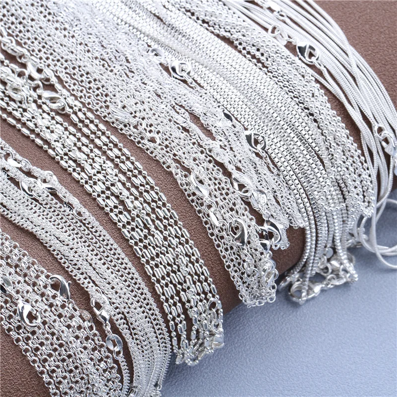 1pcs 925 Sterling Silver 16-30 Inches Rolo Bead Figaro Chain Necklace for Men Women 9 Designs Fashion Jewelry - Image 3