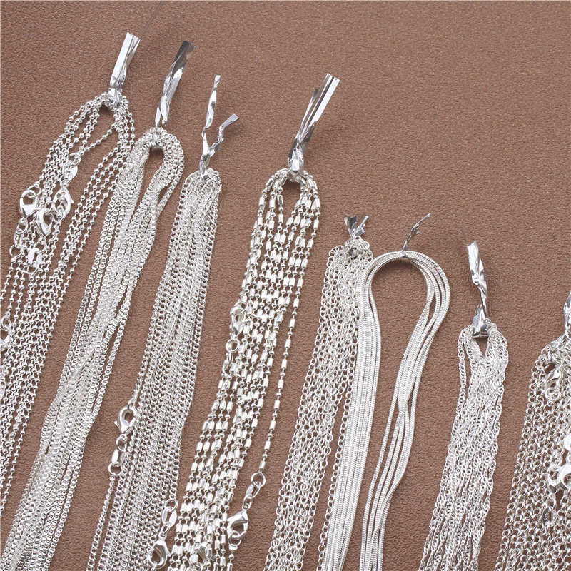 1pcs 925 Sterling Silver 16-30 Inches Rolo Bead Figaro Chain Necklace for Men Women 9 Designs Fashion Jewelry - Image 4