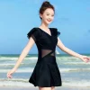 1pcs Women Swimsuit Girls Solid Slimming One-piece Dress Style Tightening Slimming Vacation Swimsuit Female Seaside Beach Dress