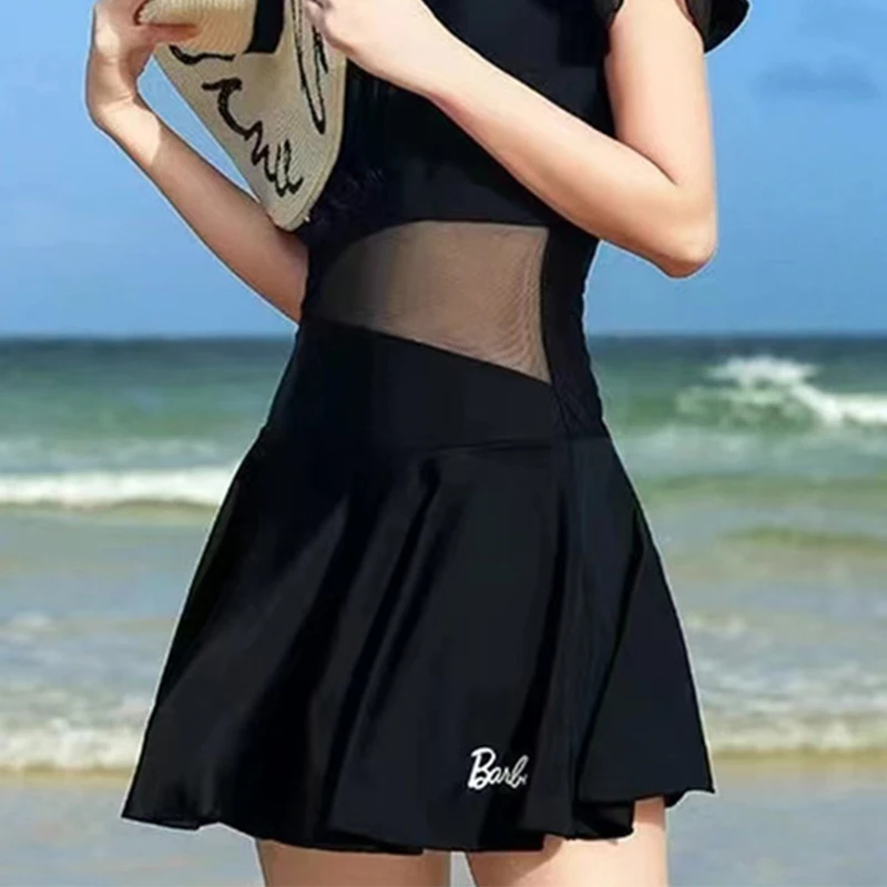 1pcs Women Swimsuit Girls Solid Slimming One-piece Dress Style Tightening Slimming Vacation Swimsuit Female Seaside Beach Dress - Image 6