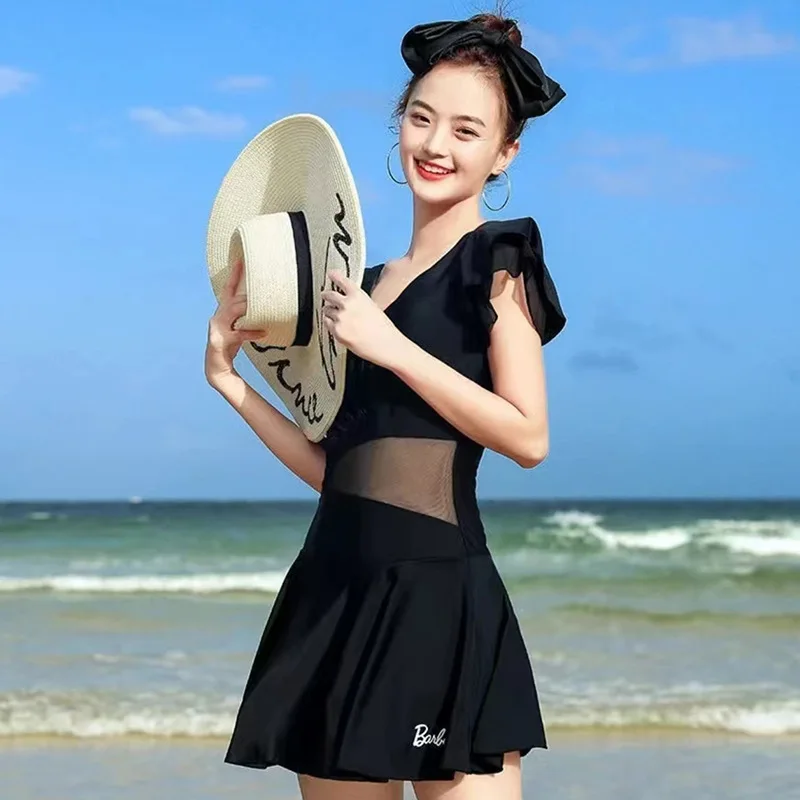 1pcs Women Swimsuit Girls Solid Slimming One-piece Dress Style Tightening Slimming Vacation Swimsuit Female Seaside Beach Dress - Image 2