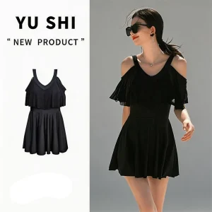 1pcs Women Swimsuit Girls Solid Slimming One-piece Dress Style Tightening Slimming Vacation Swimsuit Female Seaside Beach Dress