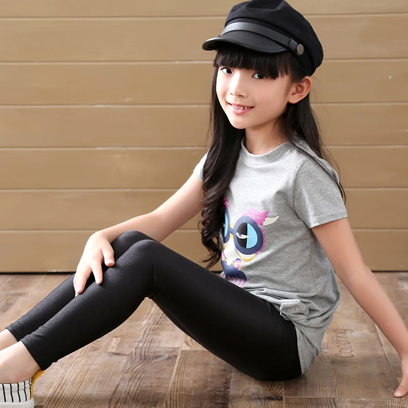 2-14 Years Girls Skinny Long Pants Shiny Black White Pink Children Bottoms Leggings Kids Elastic Trousers All-matches Leggings - Image 3