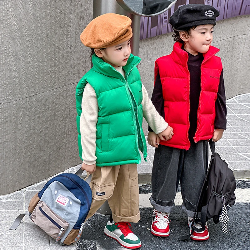 2-14 Years Winter Keep Warm Girls Vest Solid Color Thick Wastcoat For Kids Casual Children Birthday Present Down Coat - Image 2