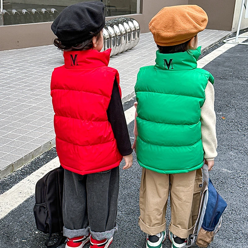 2-14 Years Winter Keep Warm Girls Vest Solid Color Thick Wastcoat For Kids Casual Children Birthday Present Down Coat - Image 3