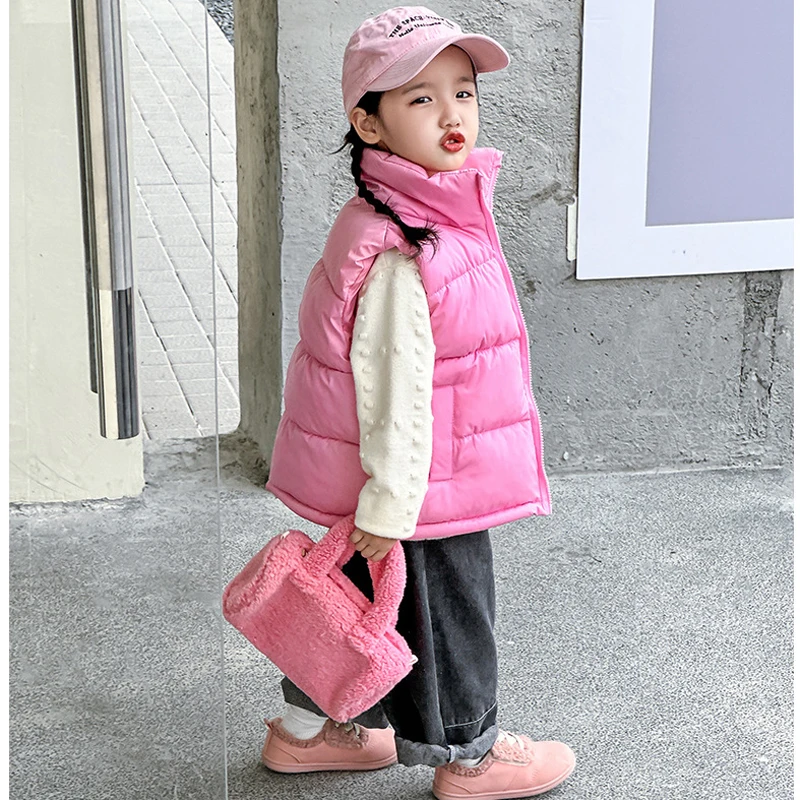2-14 Years Winter Keep Warm Girls Vest Solid Color Thick Wastcoat For Kids Casual Children Birthday Present Down Coat - Image 4