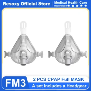 2 PCS CPAP Full Face Mask BiPAP Full Mask with Soft Double Layer Hypoallergenic Silicone Pads Anti Snoring Sleep Apnea Relief