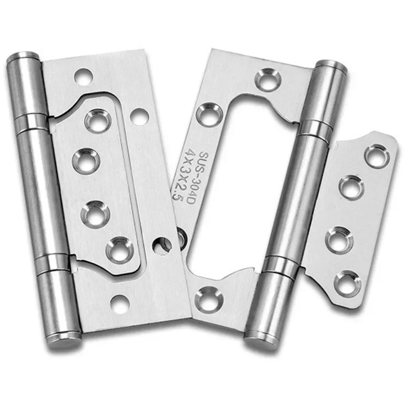 2 Pcs (1 Pair) Room Door Hinges, Furniture Accessories Free Slotted Hinge Thickened Silent 304 Stainless Steel Mother 4" inch - Image 3