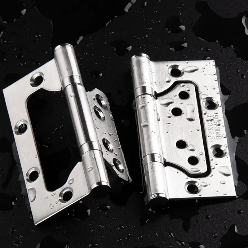 2 Pcs (1 Pair) Room Door Hinges, Furniture Accessories Free Slotted Hinge Thickened Silent 304 Stainless Steel Mother 4" inch