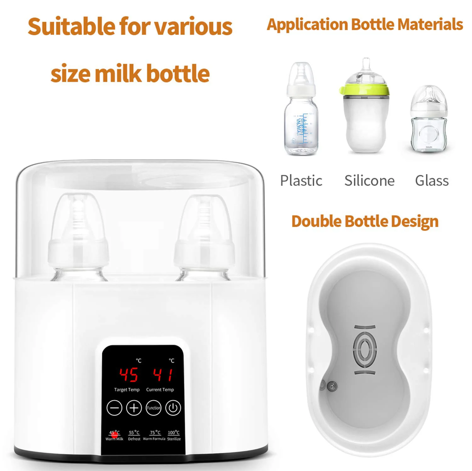 2 in1 Baby Nursing Bottle Heater Sterilizer Automatic Intelligent Thermostat Milk Bottle Heater Sterilizers Warmers Disinfection - Image 4