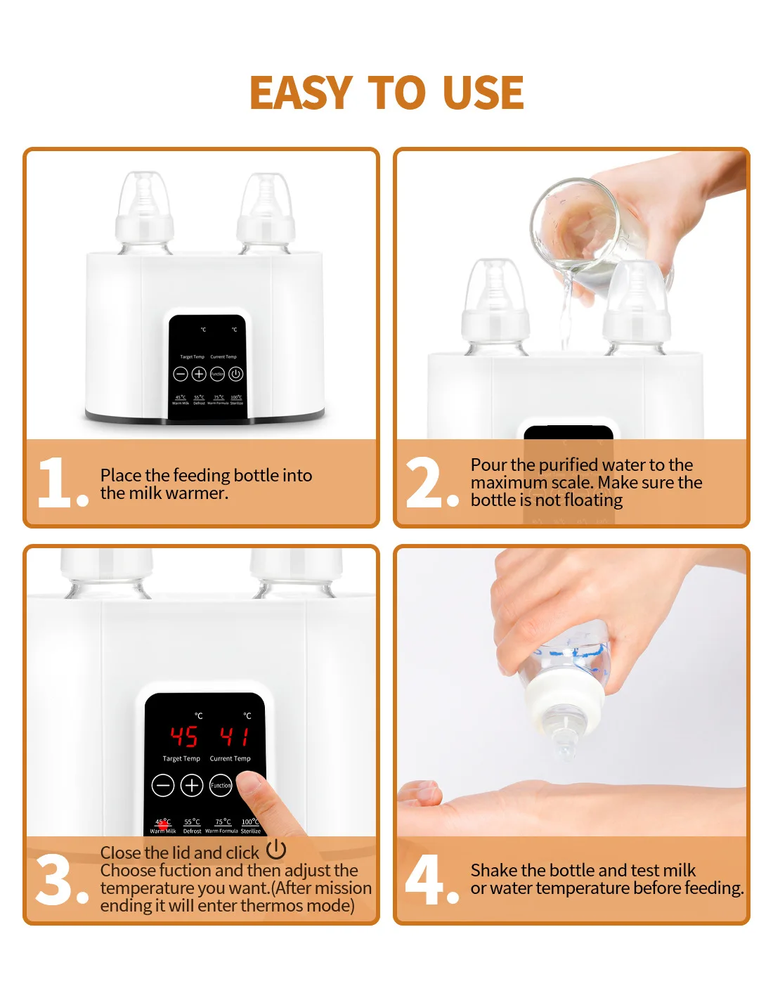 2 in1 Baby Nursing Bottle Heater Sterilizer Automatic Intelligent Thermostat Milk Bottle Heater Sterilizers Warmers Disinfection - Image 6