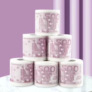2-ply creative simulated Euro toilet paper, fun Euro toilet paper, creative money tissue, roll toilet paper, prop toilet paper