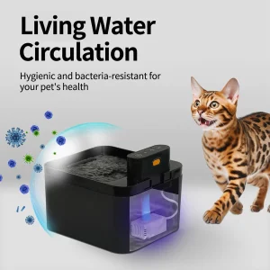 2.2LPet cat Water Fountain Silent Battery SensorTwo-in-One Ultra-Quiet Dispenser Cat Water Fountain Cats Water Dispenser Indoor
