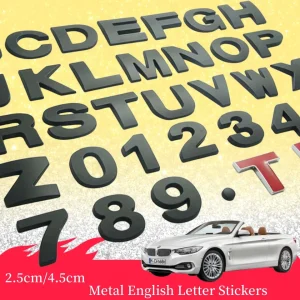 2.5cm/4.5cm Metal English Letter Car Decoration House Number Door Plate Black Silver DIY Digital Mark Alphabet Sticker