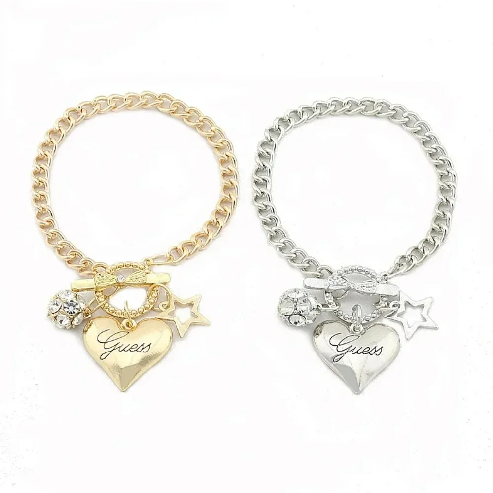2024 New Arrival Love Heart Charms Bracelets for Women Gold Silver Color Bracelet&Bangle Jewelry Europe American Style Gift