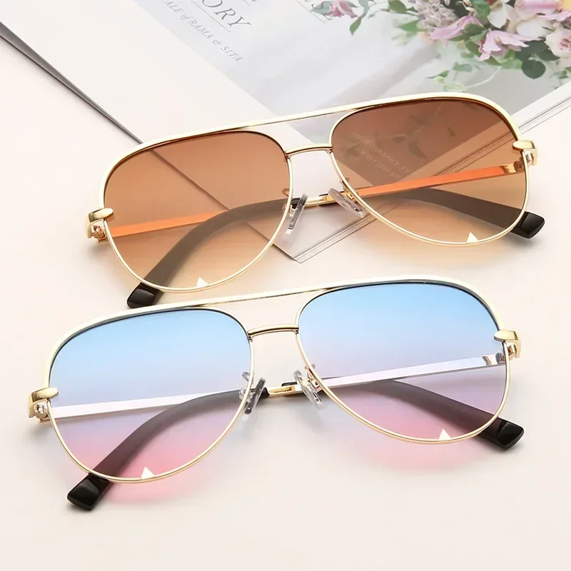 2024 New Fashion Brand Designer Ladies Pilot Sunglasses Women Men Goggle Gradient Sun Glasses For Female Mirror Shades UV400 - Image 5