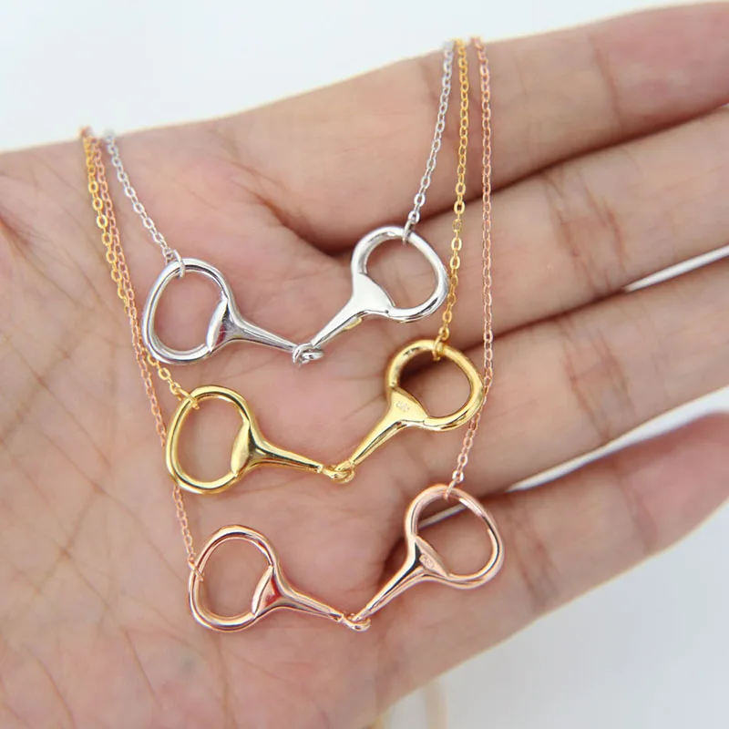 2025 New High Polished 925 Sterling Silver Horse Snaffle Bit Necklace Fashion European plain Silver Jewelry For Women - Image 6