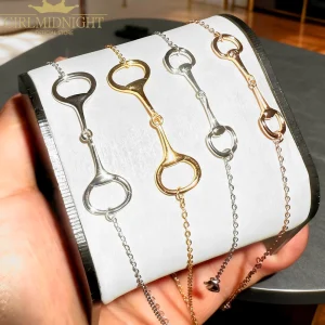 2025 New High Polished 925 Sterling Silver Horse Snaffle Bit Necklace Fashion European plain Silver Jewelry For Women