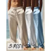 2025 Spring/Summer New Men's Cotton and Hemp Pants Fashionable and Casual Solid Color Breathable Loose Plus Wide Leg Pants M-4XL