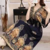 2025 Summer New Casual Elegant Retro Bohemian Style V-neck Elastic Waist Large Swing Printed Long Skirt Autumn Summer Dress