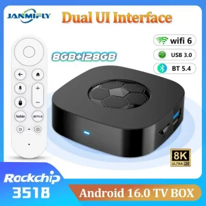 2025 T1 Ultra Android 16 Rockchip RK3518 Smart TV Stick Dual-System UI Interface 8GB+128GB Wifi 6 TV Stick Media Player