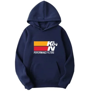 2026 Men's K&N Filters Hoodie Performance Car Enthusiast Print Hooded Sweatshirt Casual Pullover Hoodie with Pocket