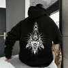 2026 New Autumn Winter Male Fashion Casual Hoodie with 666 Cross Man Streetwear Hooded Sweatshirt Gothic Demonic Theme Print Top