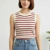 2026 Spring Summer Striped Women Tank Tops Female Elastic Slim Casual Vests Pullover Camis Sleeveless Knitted T-Shirts Crop Tops