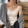 2026 Summer Lace Tank Top Korean Sleeveless Black Vest Women Cropped Cute Camis Sexy White Tank Tops Female Y2k Clothes