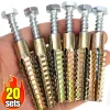 20/2Sets Metal Serrated Expansion Tube Self Tapping Screws Pipe Drilling Plug For Concrete Drywall Anchors Fasteners Bolt Kits