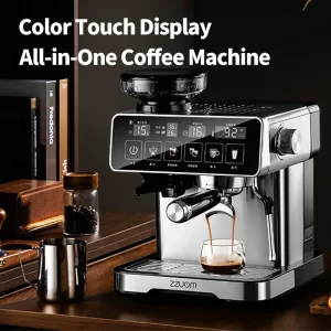 20Bar Fully Automatic Espresso Machine, Built-in Grinder, Smart Touchscreen, Stainless Stee,With milk frother