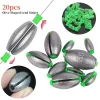 20pcs Olive Shaped Lead Sinker with Plastic Core 2g-30g Olive Shape Slip Opening Mouth Line Weight Shot Sinkers Carp Fishing