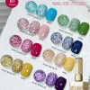 2/16pcs Nail Art Candy Sequins Solid Color Nail Polish Gel Set, Color Sequins with Solid Color Shiny Gloss Nail Art DIY