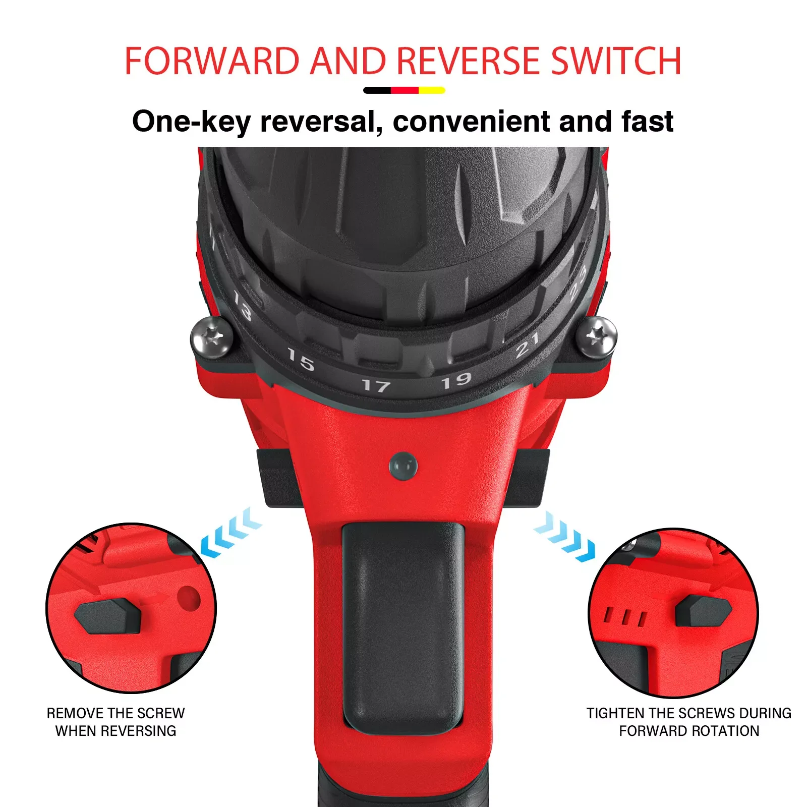 21V Battery Drill,Electric Screwdriver with 45 Nm, 25+1 Tightening Torque Settings,29PCS Accessories,LED Light,Safety Lock Drill - Image 3