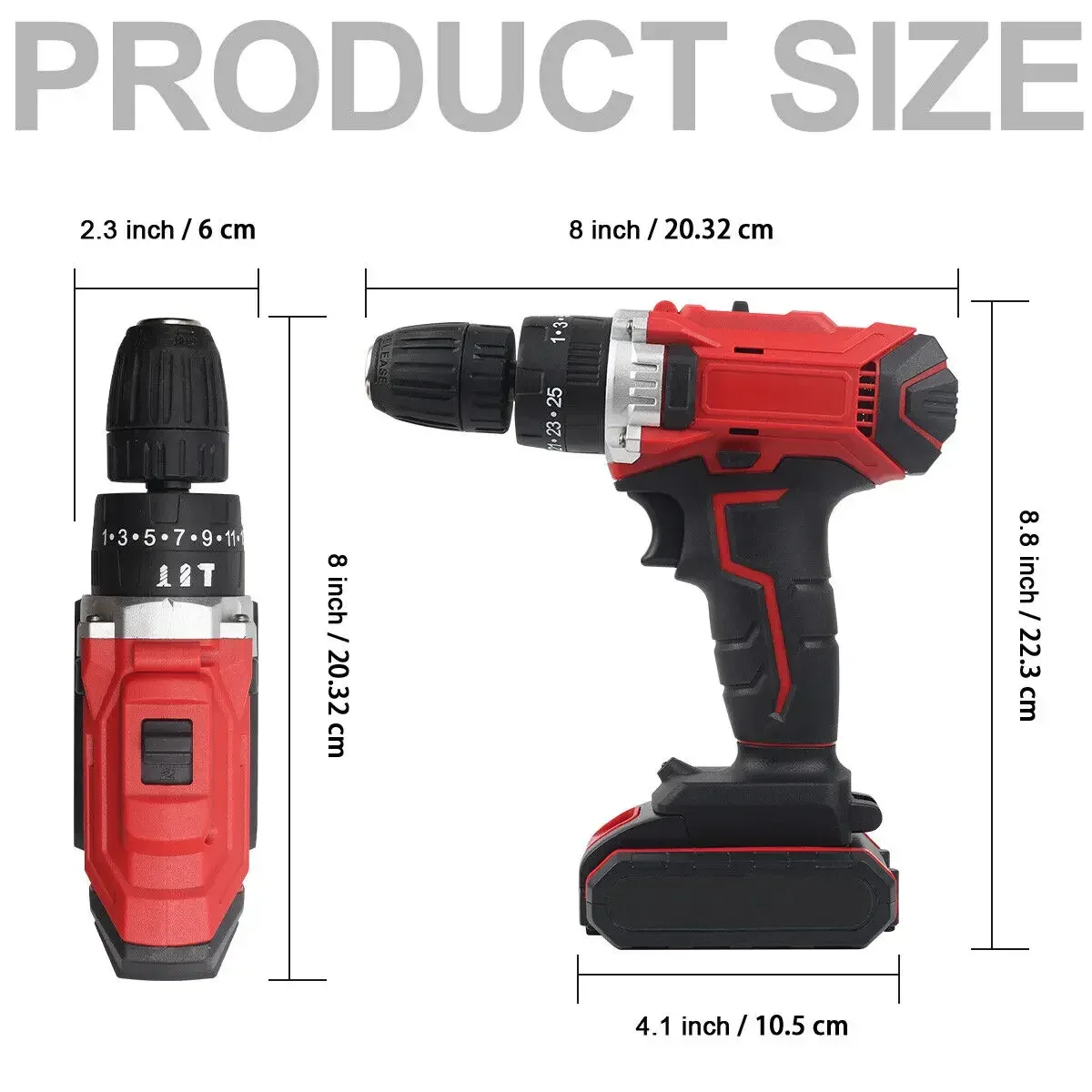 21V Cordless Hand Drill Combi Hammer Impact Drill Driver Electric Screwdriver 2 Battery Set - Image 2