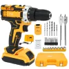 21V Electric Impact Drill Tool Kit with Drill Bits Cordless Screwdriver Power Tool 650N.M 120PCS 2x1.5Ah Batteries and Charge