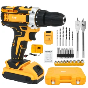 21V Electric Impact Drill Tool Kit with Drill Bits Cordless Screwdriver Power Tool 650N.M 120PCS 2x1.5Ah Batteries and Charge