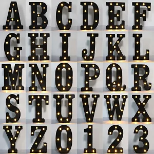 22cm Letters Led Light Black Alphabet Letter Number Night Light Christmas Decoration Supplies Room Decoration Accessories