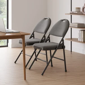 2/4/6 Pack Fabric Padded Folding Chairs Metal Frame Commercial Stackable Guest Chairs with Linen Cushion Back for Indoor Outdoor