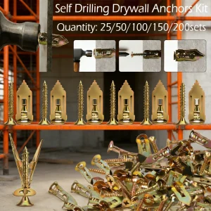 25-200Pcs All-in-1 Self-Drilling Anchors Kit , Metal Expansion Screws for Secure Heavy Duty Drywall Mounting ﻿