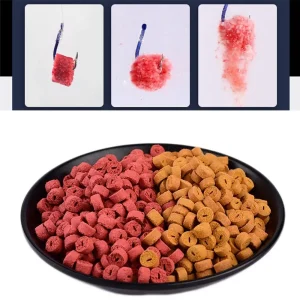 25g 100pcs Red Carp Fishing Hollow Bait Grass Carp Baits Fishing Baits Lure Formula Insect Particle Boilie Pellets Hook Up